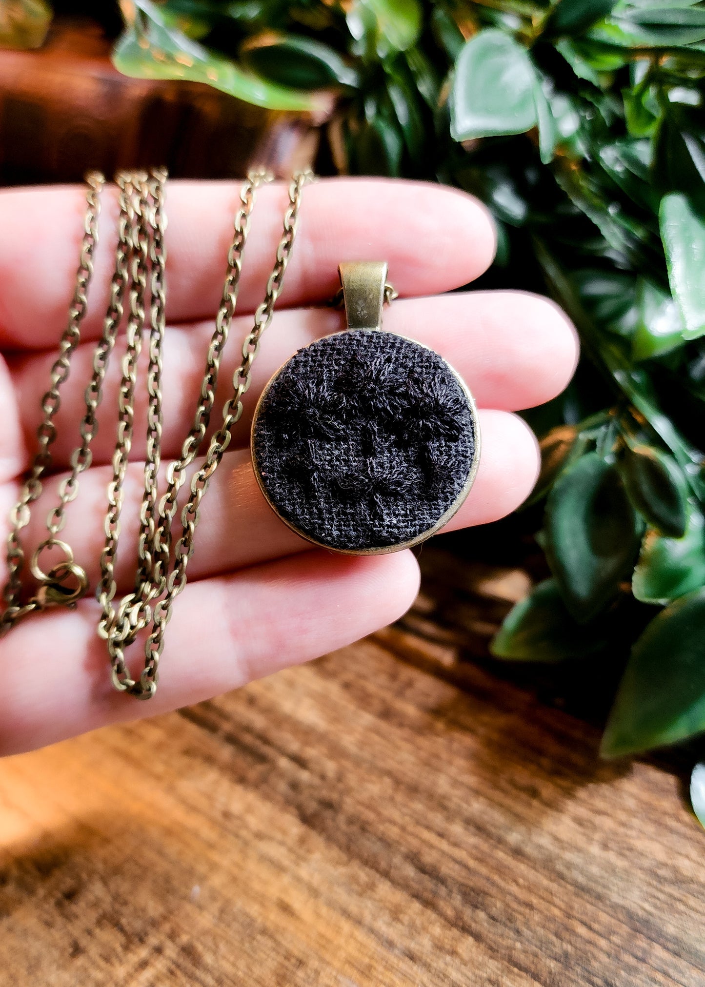 Monochrome Floral Necklace #13 Black