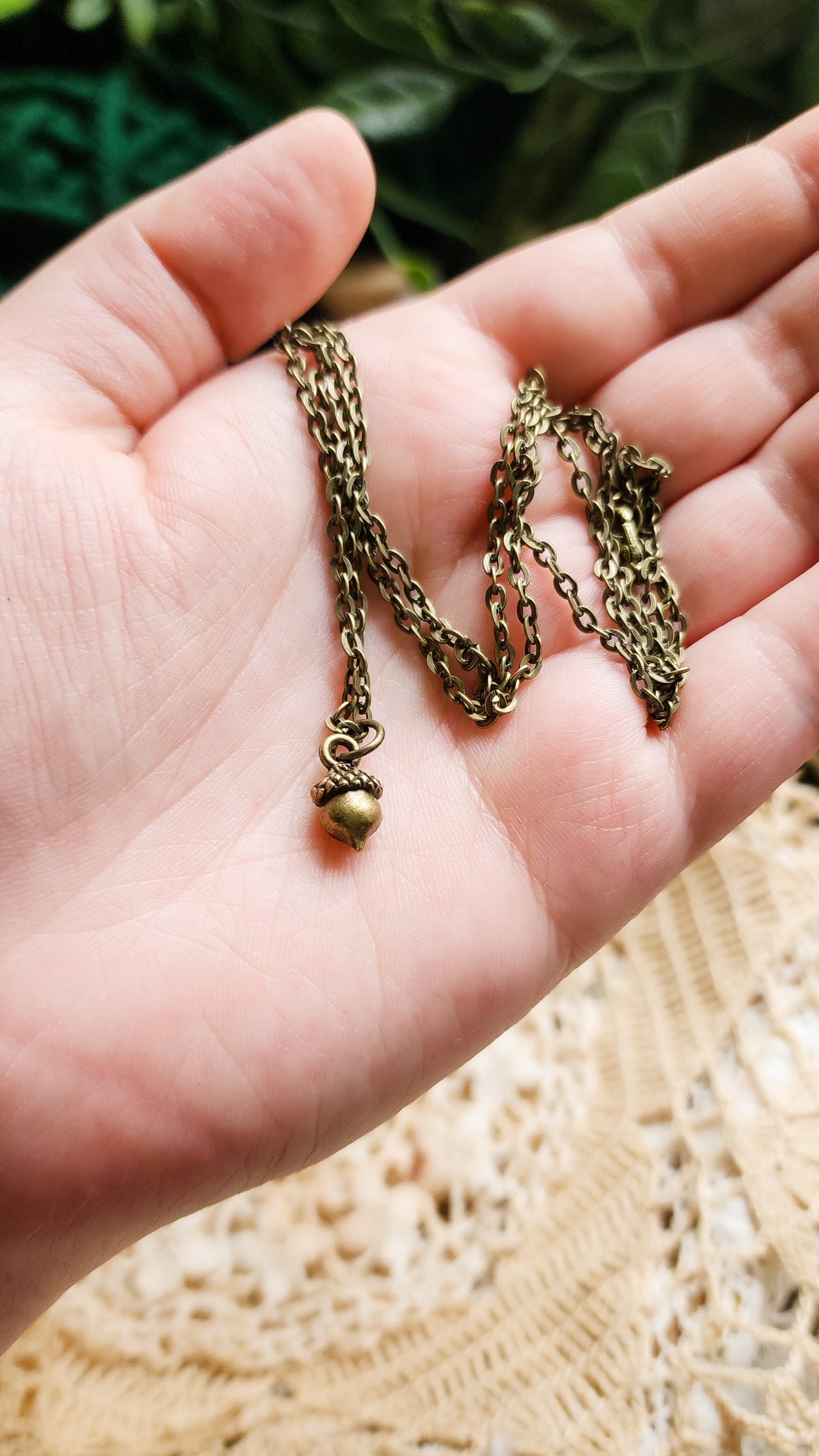 Antique Bronze Necklace Acorn #2