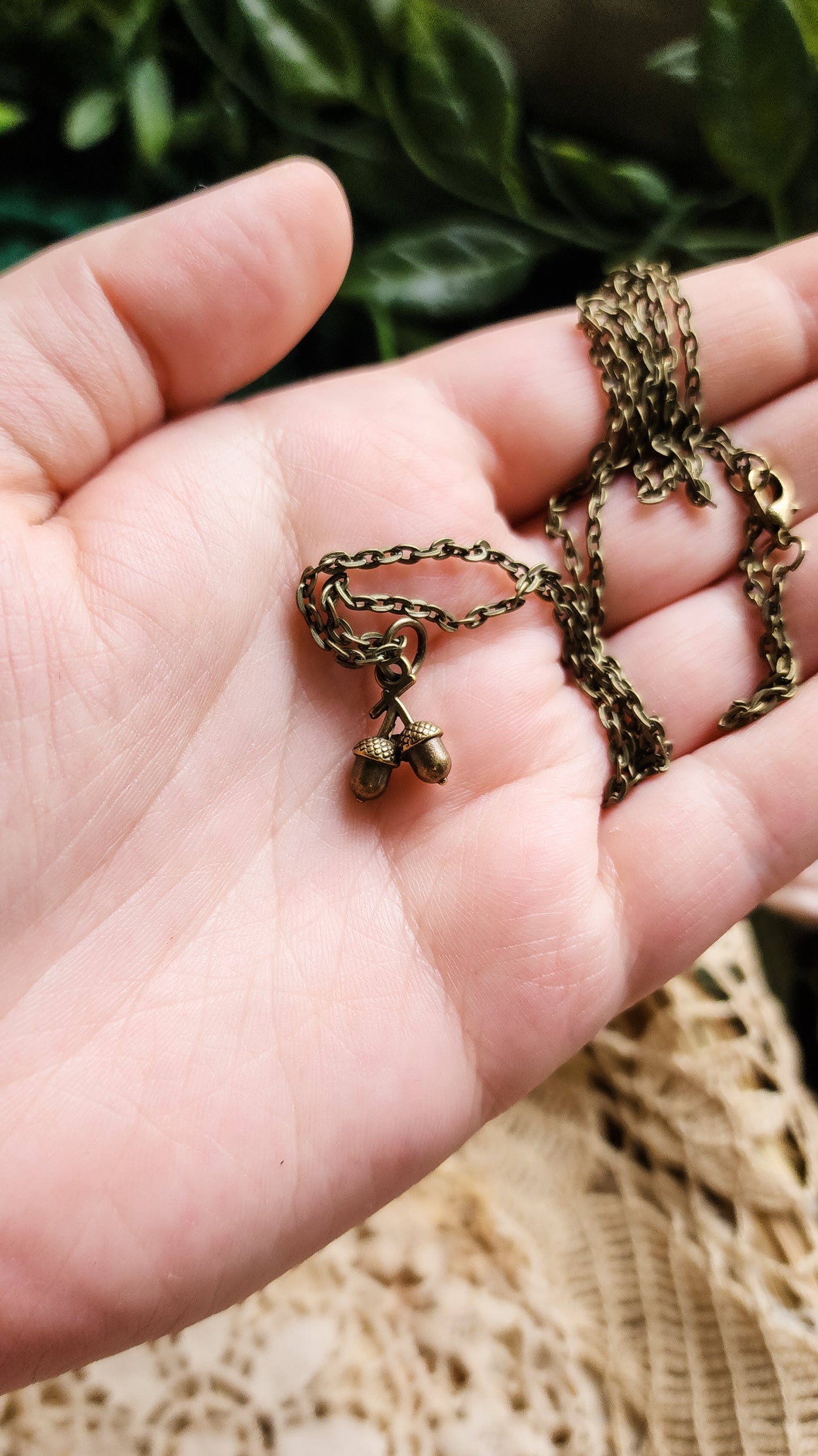 Antique Bronze Necklace Acorn #3
