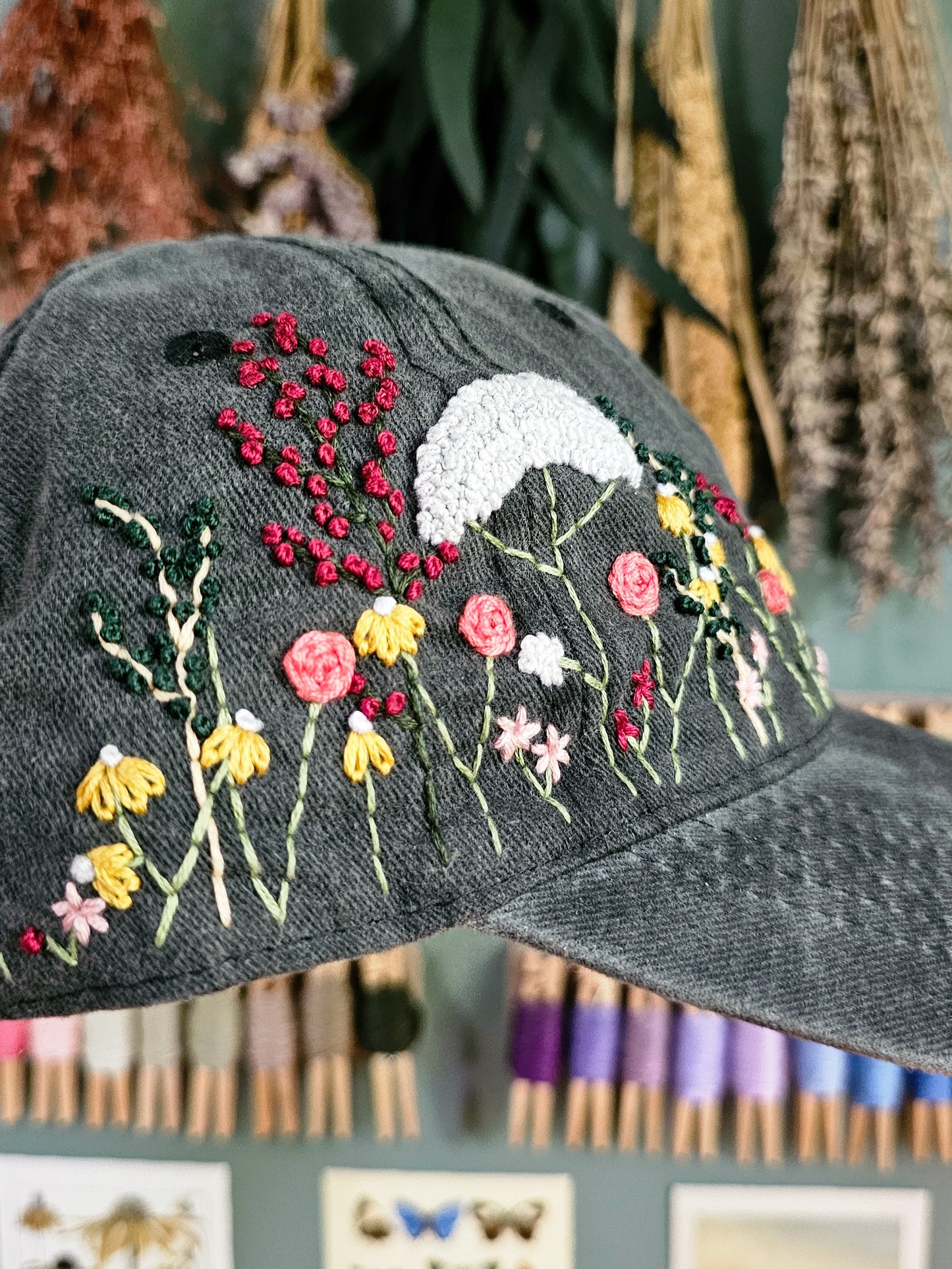 Floral Cap - Black