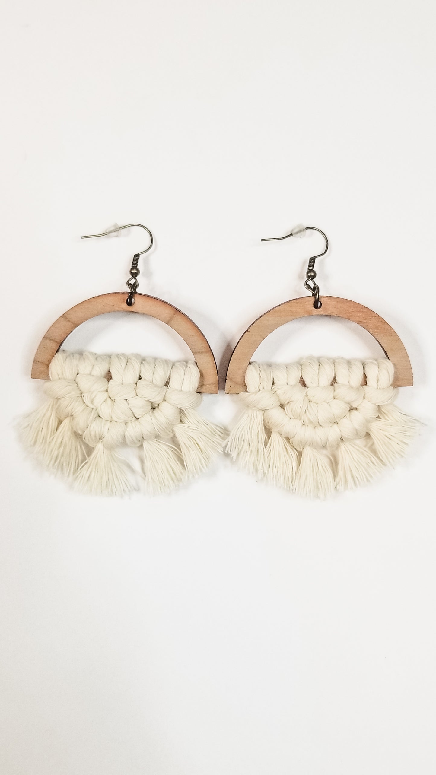 Macrame Wood Framed Earrings