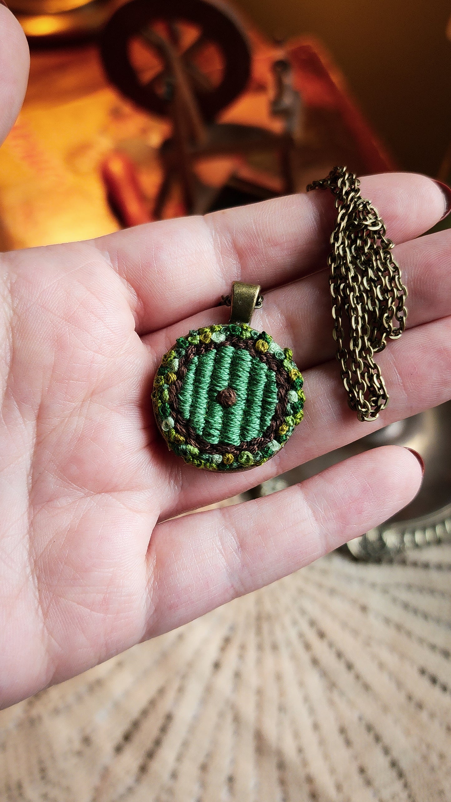 Hobbit Door Necklace GREEN